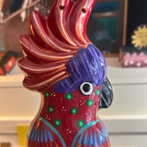 Vtg Ceramic Parrot Clay Wall Plaque Hand Painted Colorful Mexican Folk Art